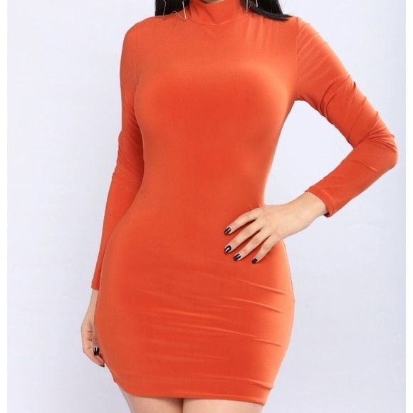 Fashion Nova High-Necked Long Sleeve Bodycon Dress Size 1X #New - Picture 1 of 5